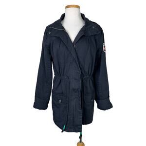 Roxy Sun Goes Down Black Utility Jacket Canvas Thumbholes Womens Medium